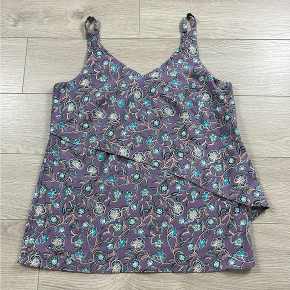Cabi 3453 Spring Floral Scrollwork S Cami Blouse Top Purple Adjustable Straps - Picture 2 of 9